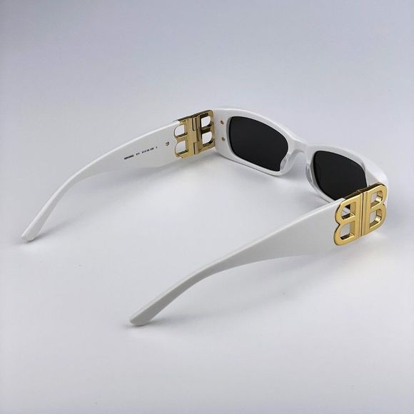 Balenciaga  BB0096S 011 Sunglasses White Gold Logo Grey Square Unisex main image 8